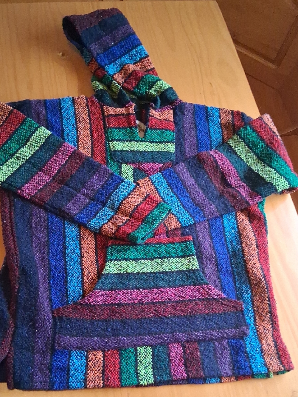 Multicolor Striped Baja Hoodie with Hood